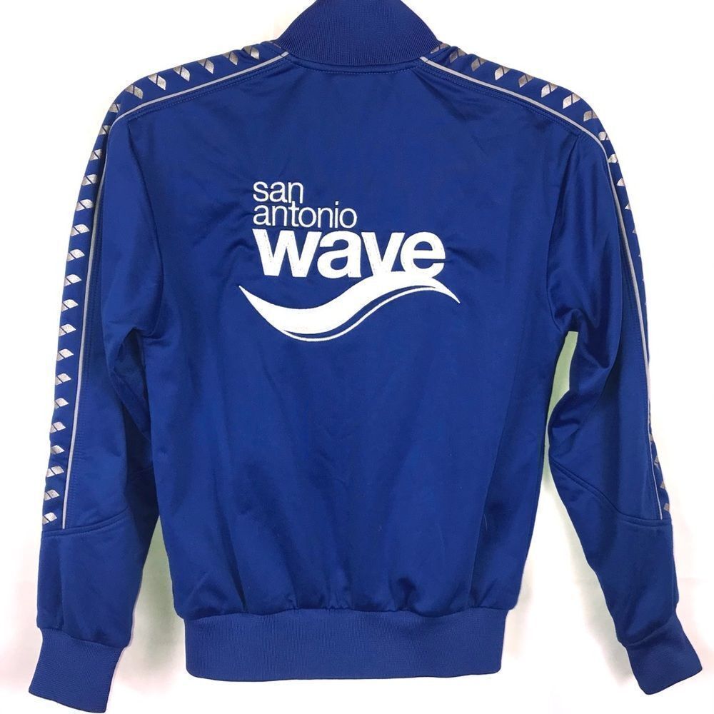 Arena San Antonio Wave Full-Zip Warm Up Jacket in Blue Size Large Boys